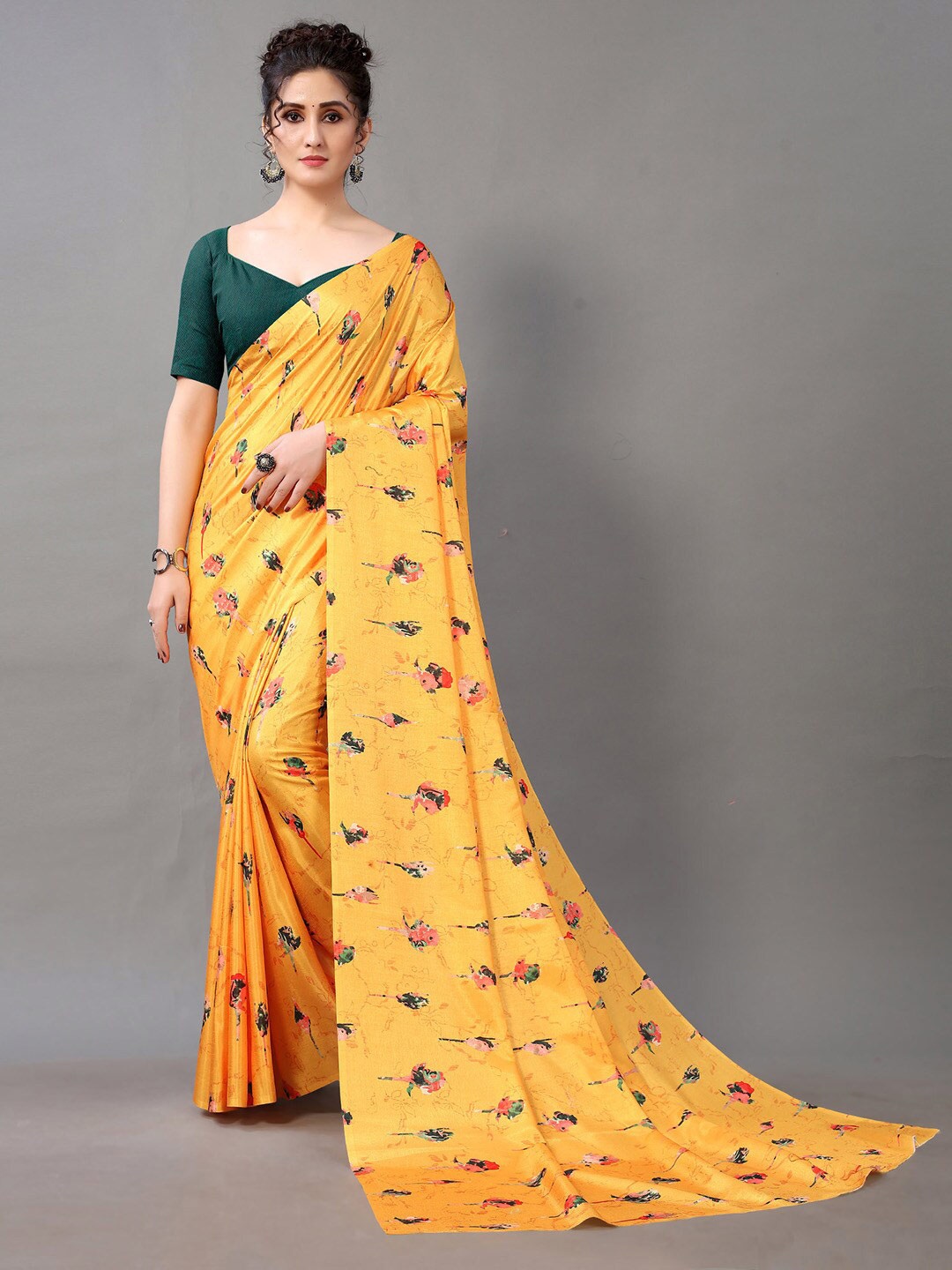 

KALINI Floral Printed Saree, Yellow