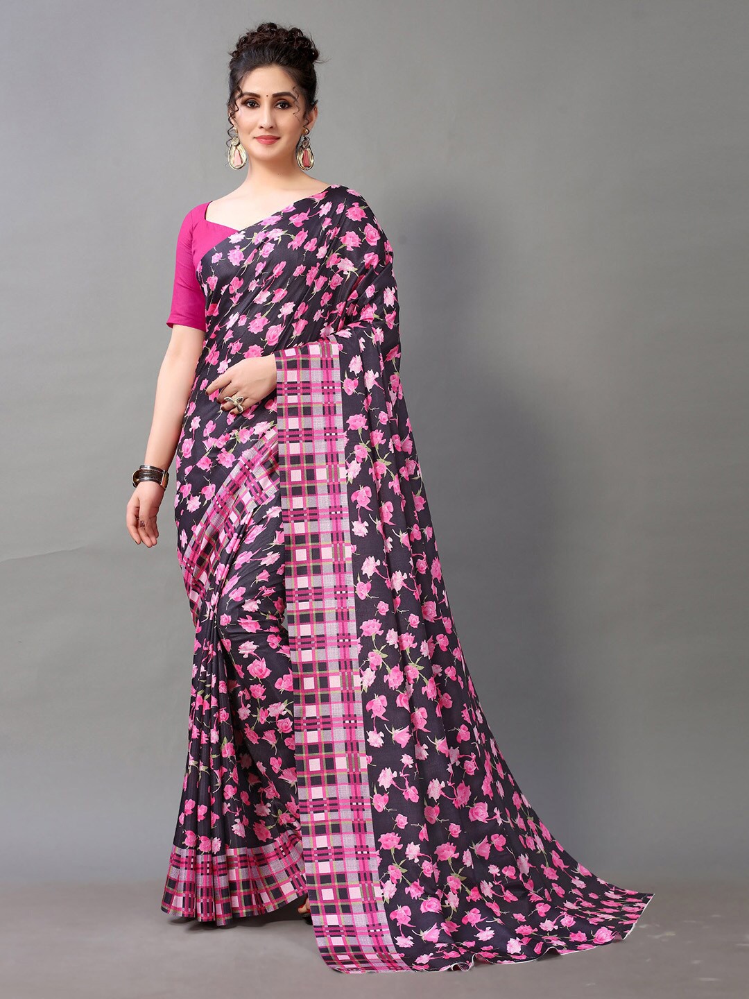 

KALINI Floral Printed Saree, Purple