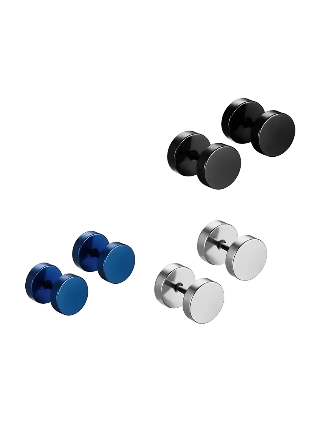 

KARISHMA KREATIONS Unisex Set Of 3 Silver-Plated Contemporary Studs Earrings