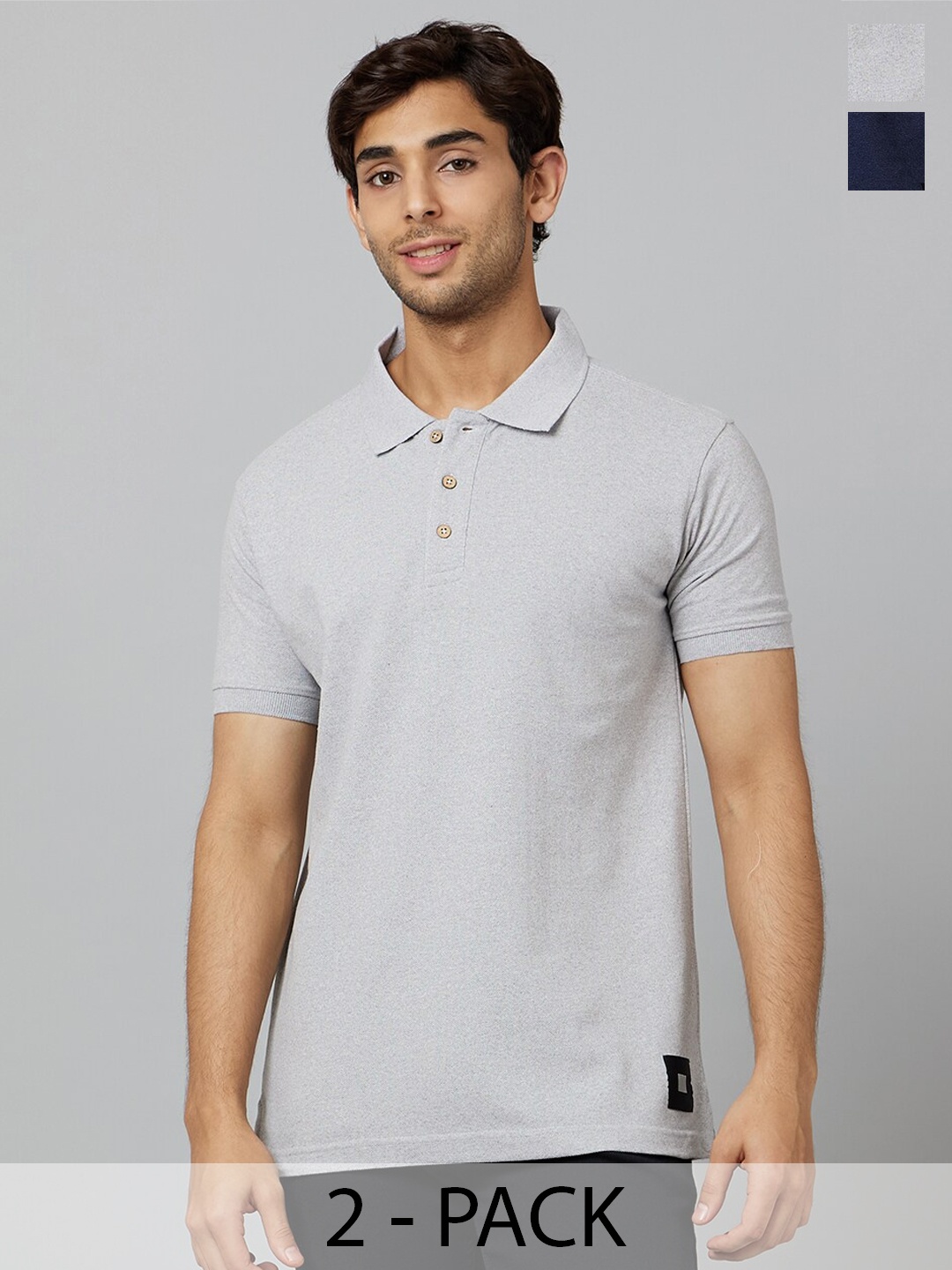 

Smugglerz Pack of 2 Polo Collar Antimicrobial T-shirts, Grey