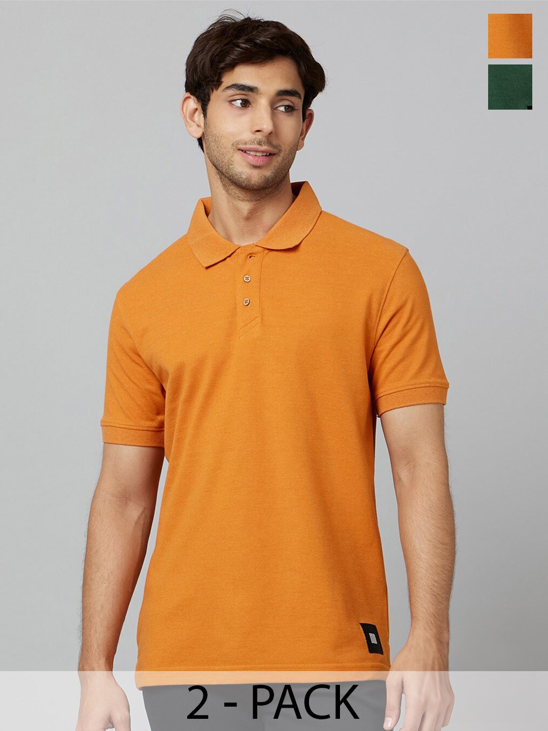 

Smugglerz Pack Of 2 Polo Collar Antimicrobial Cotton Casual T-Shirts, Orange
