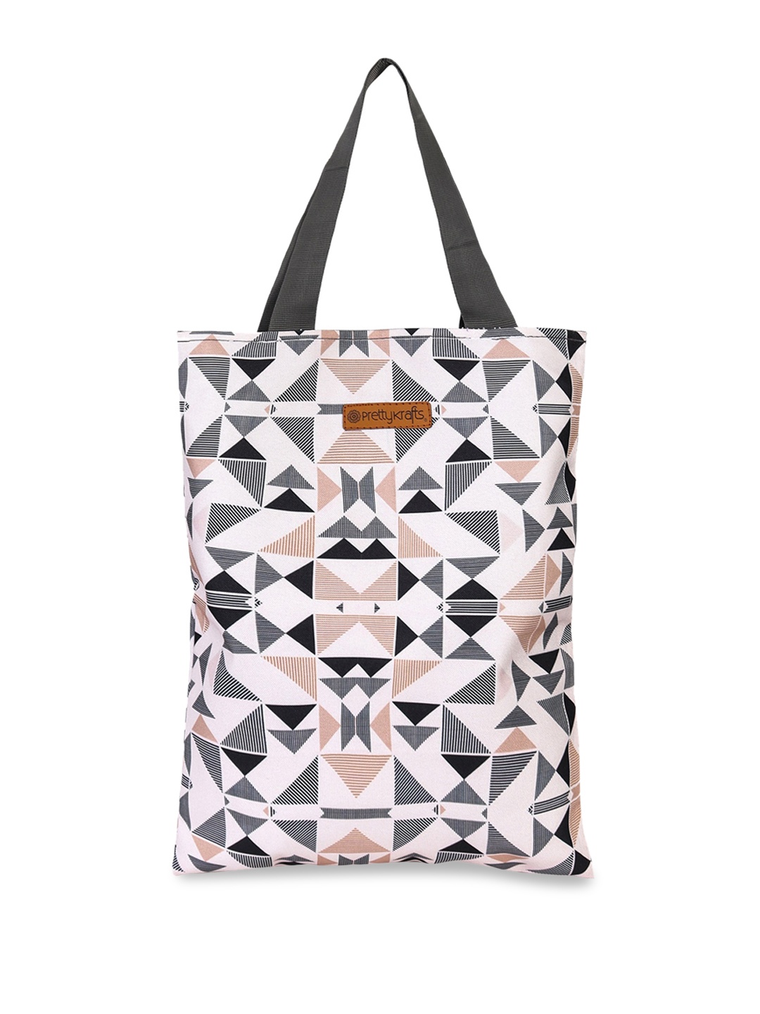 

prettykrafts Geometric Printed Shopper Tote Bag, White