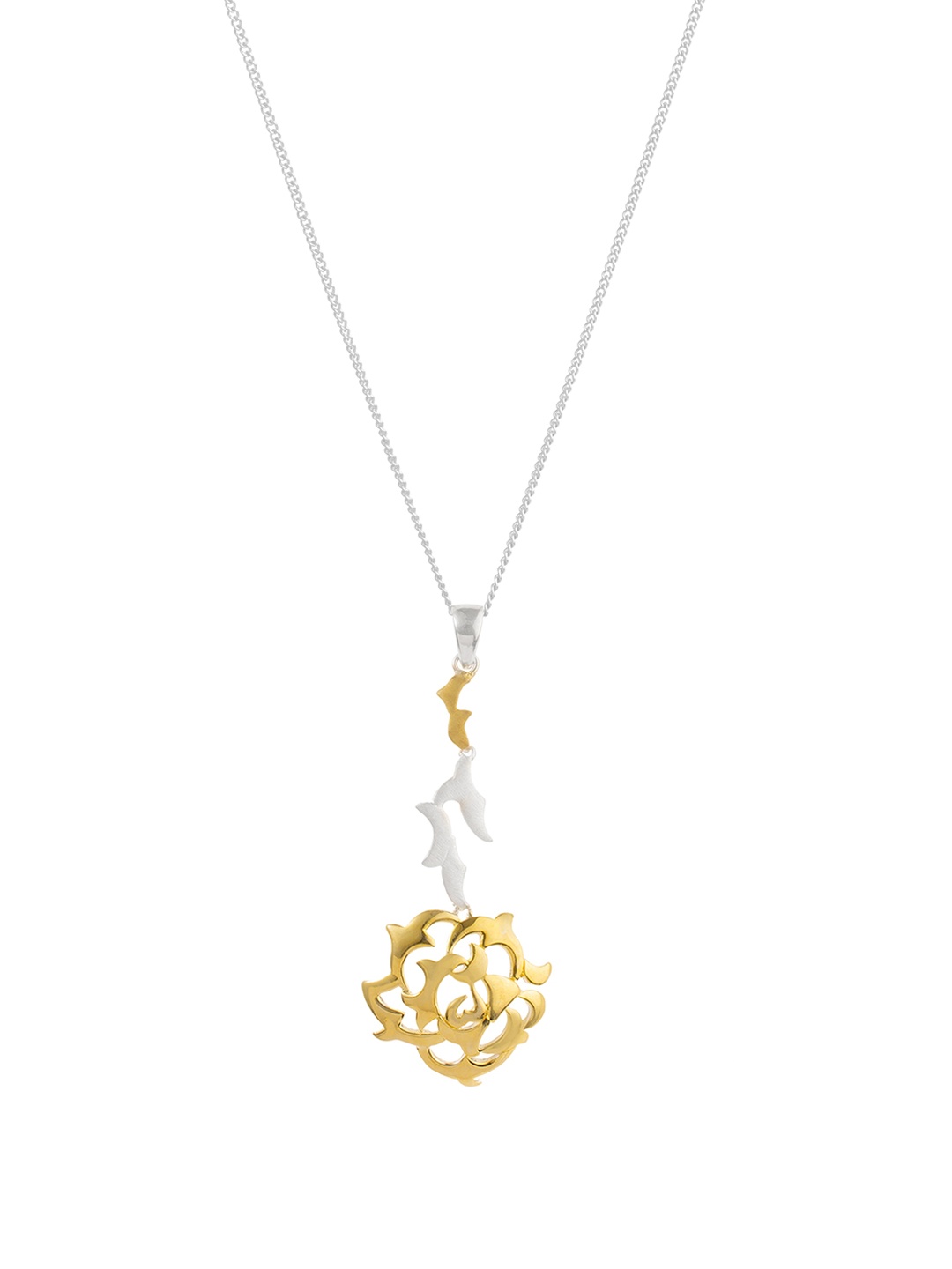 

Kicky And Perky 92.5 Sterling Silver Flower With Hanging Leaf Pendant With Chain