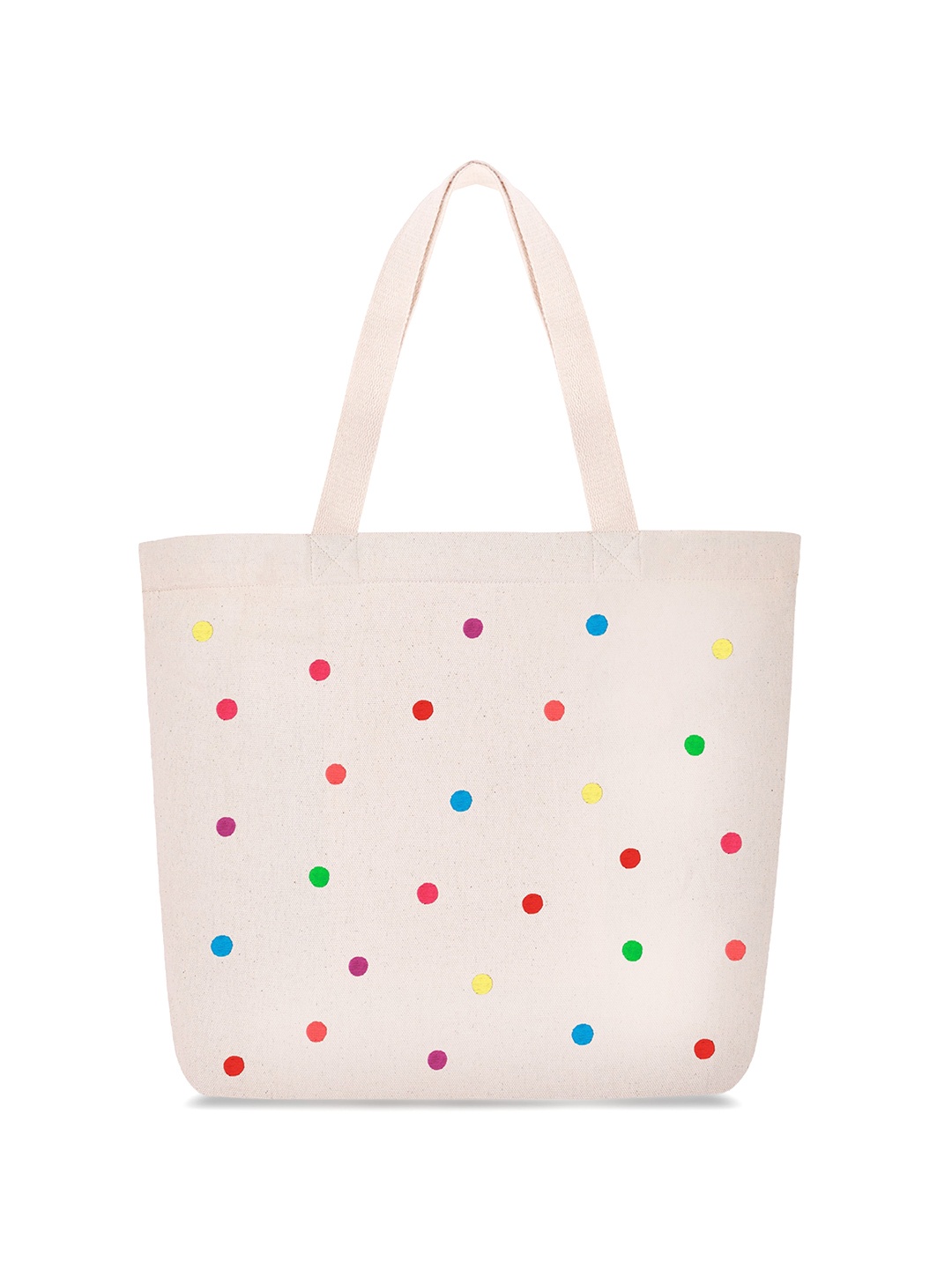 

MASQ Geometric Printed Structured Tote Bag, Beige