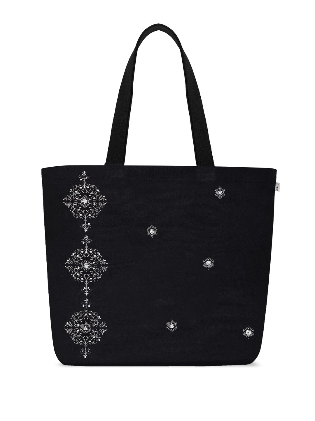 

MASQ Graphic Printed Shopper Shoulder Bag, Black