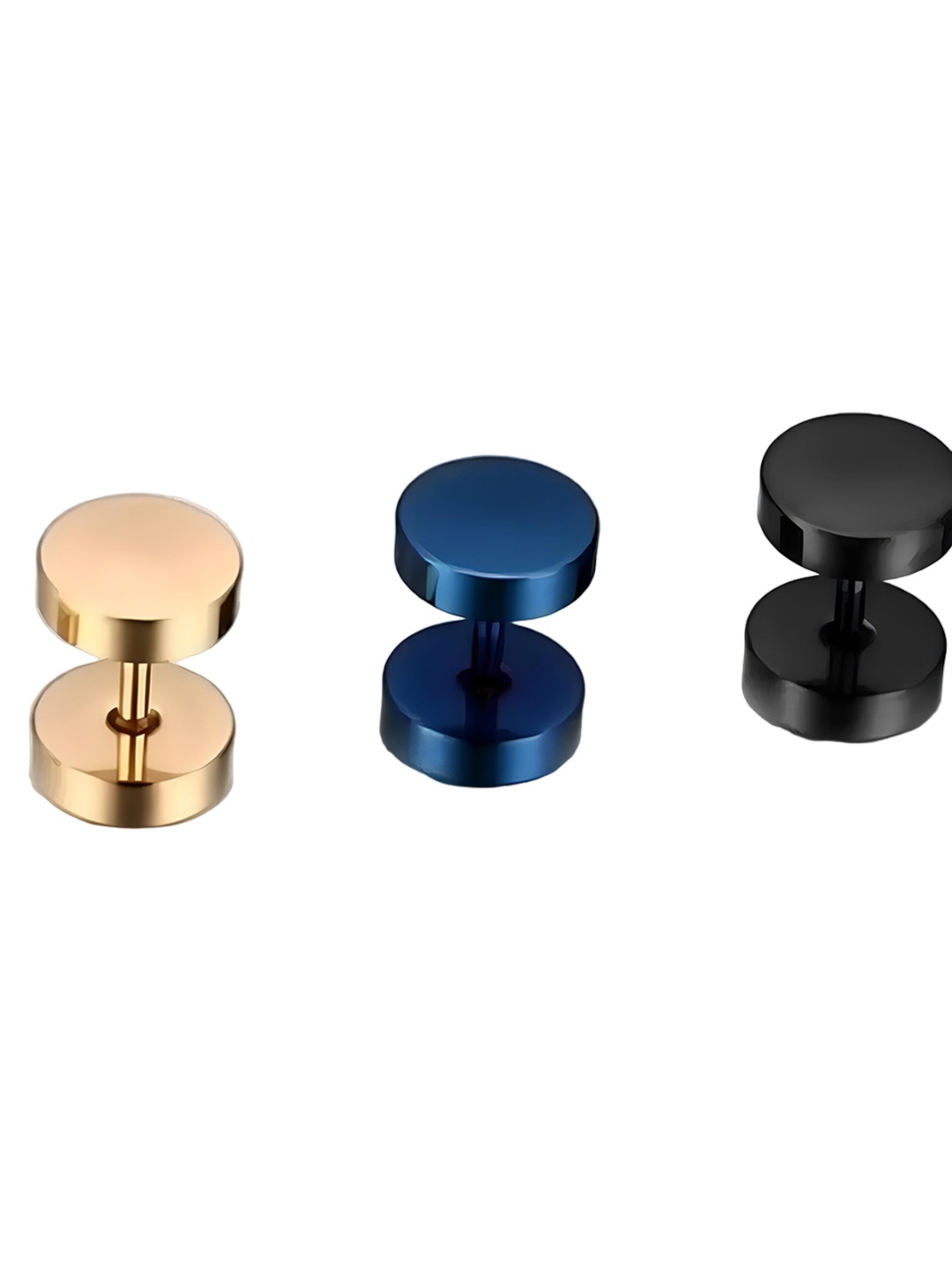

KARISHMA KREATIONS Set Of 3 Stainless Steel Studs Earrings, Gold