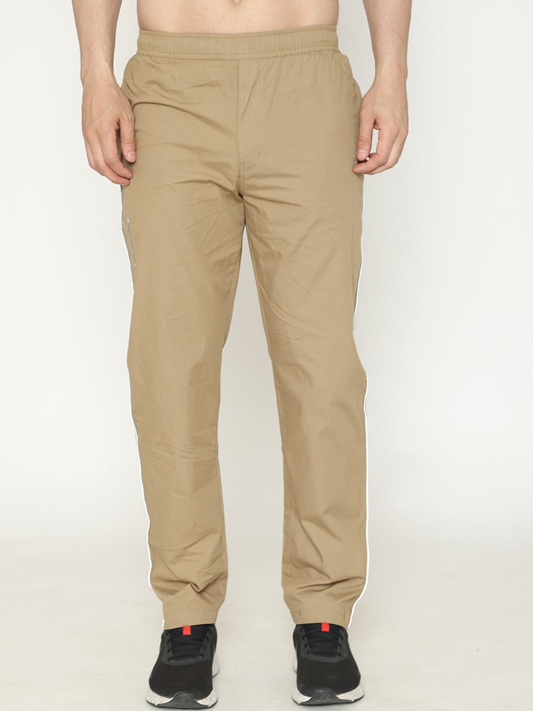 

Bonjour Men Mid-Rise Cotton Track Pants, Khaki