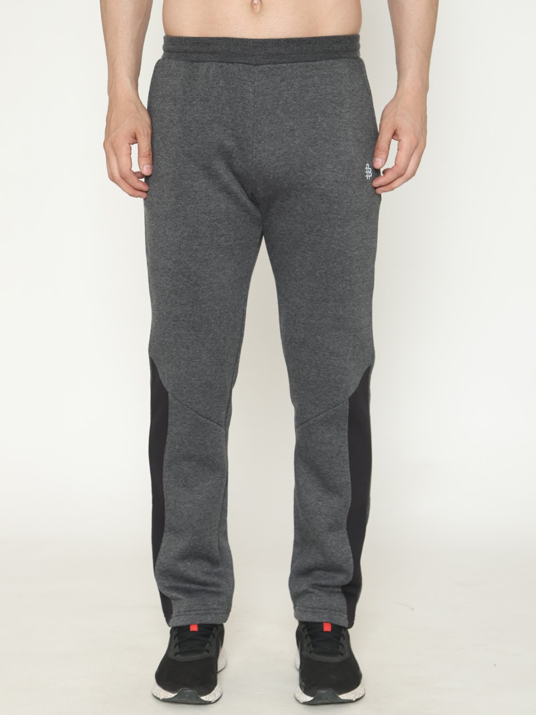 

Bonjour Men Mid-Rise Flared-Fit Cotton Track Pants, Grey melange