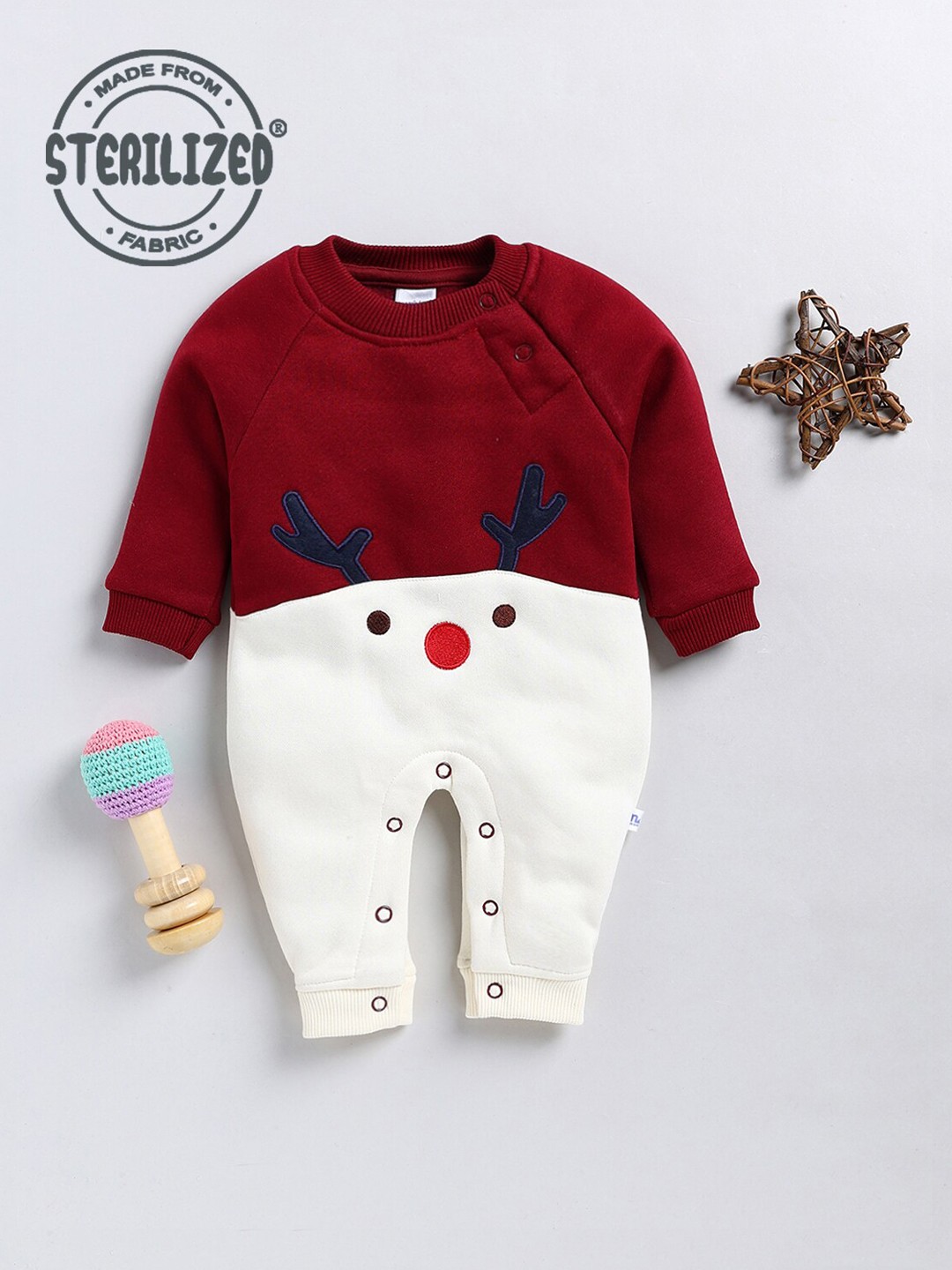

Moms Love Infant Kids Embroidered Cotton Rompers, Red