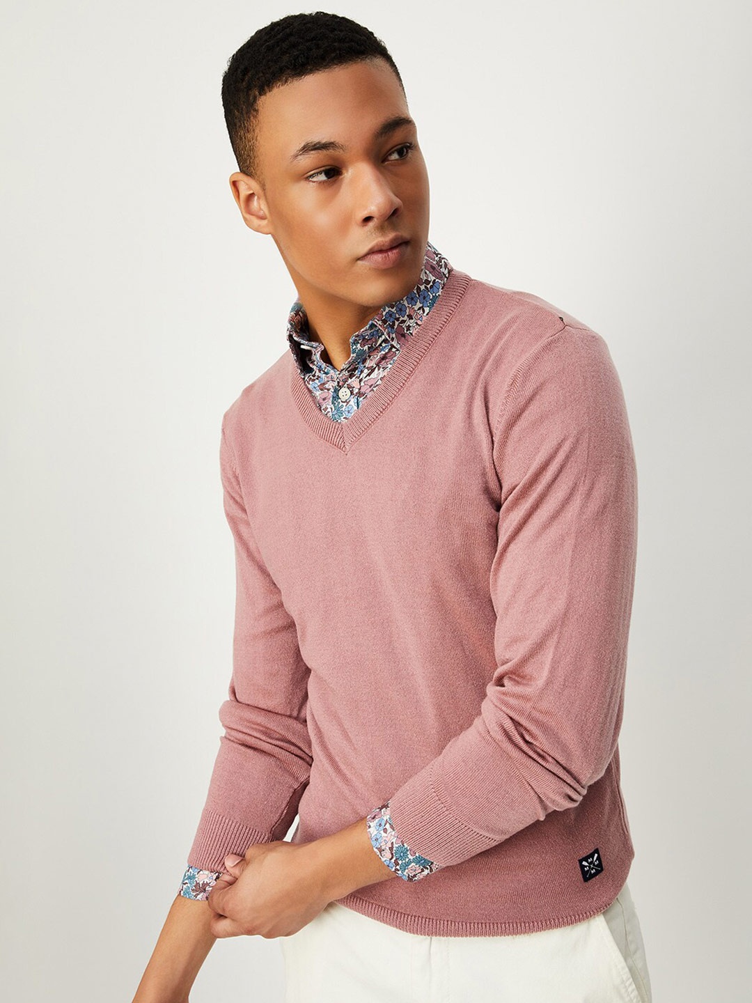 

max V-Nek Acrylic Pullover, Pink