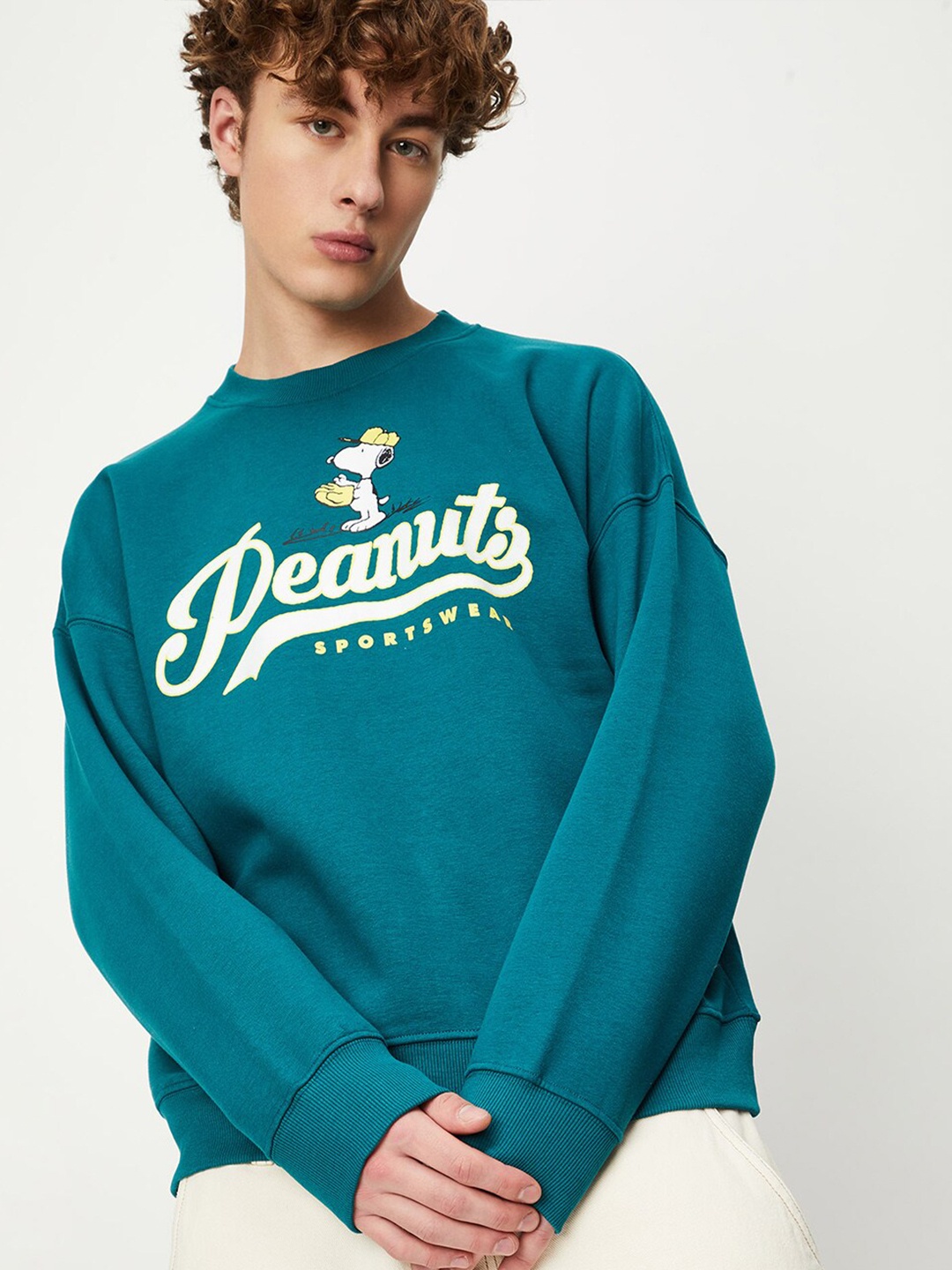 

max Typography Printed Pullover Sweatshirt, Green