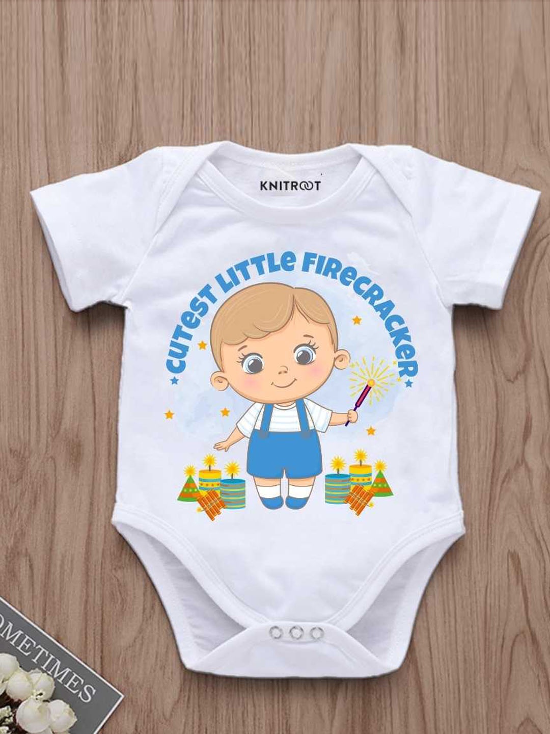 

KNITROOT Infants Printed Cotton Bodysuit, White