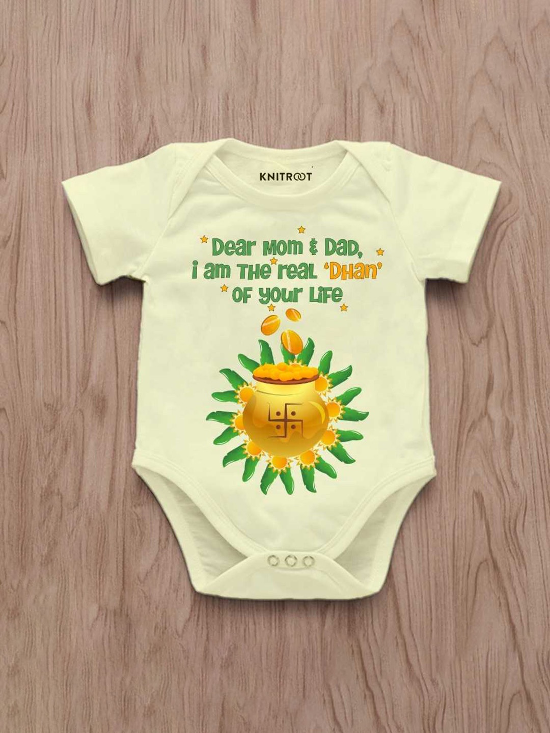 

KNITROOT Infants Printed Cotton Bodysuit, Yellow