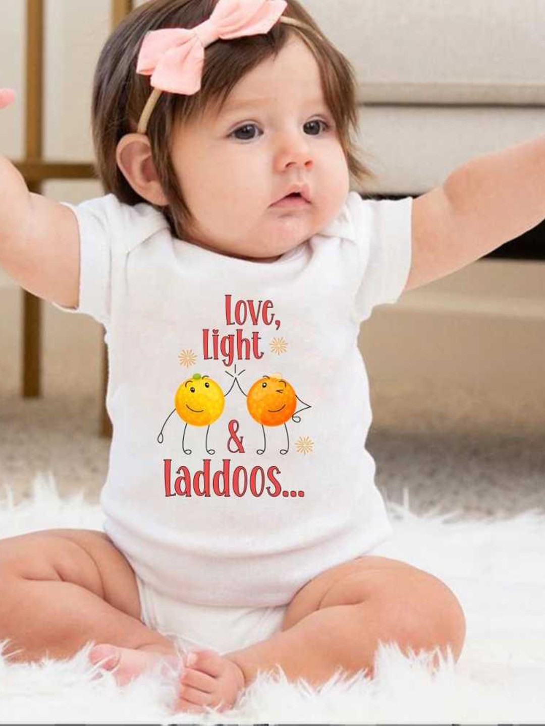 

KNITROOT Infant Graphic Printed Cotton Bodysuit, White
