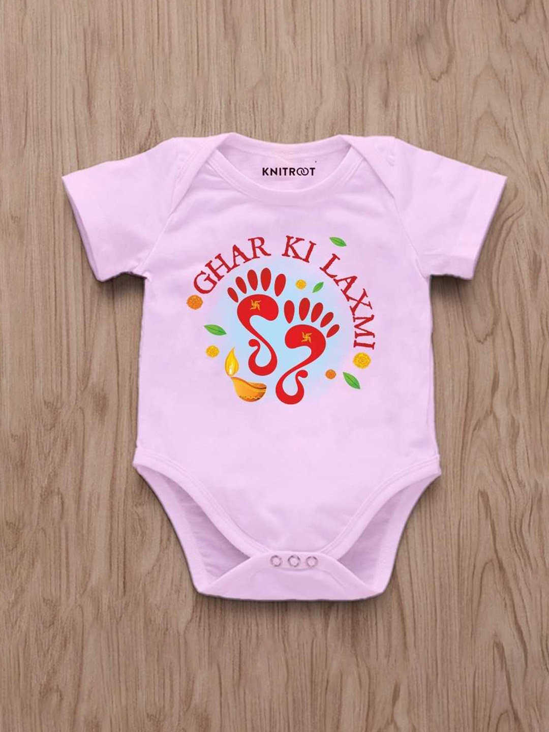 

KNITROOT Infants Printed Cotton Bodysuit, Pink