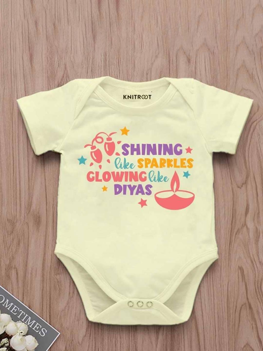

KNITROOT Infants Printed Cotton Bodysuit, Yellow