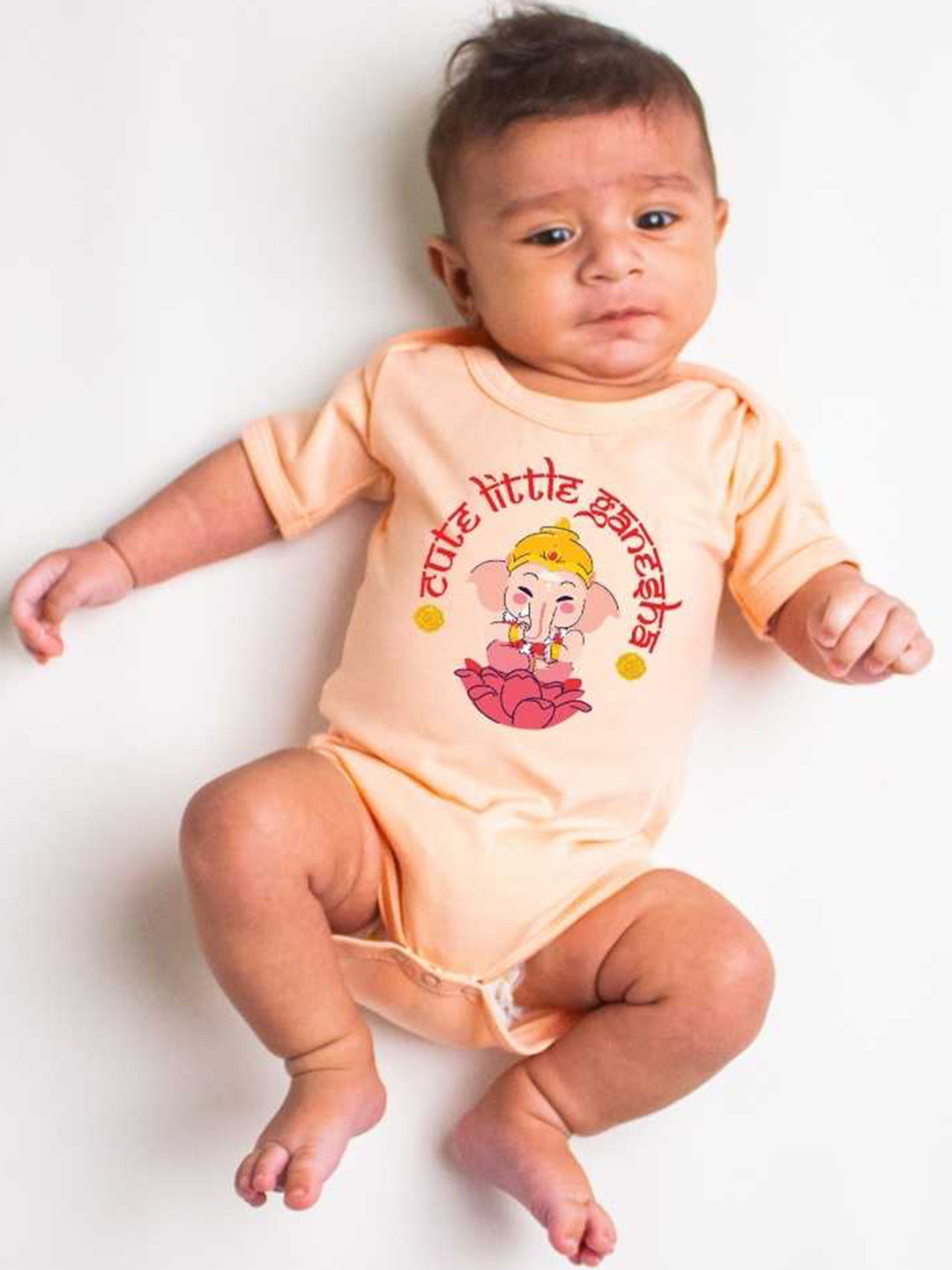 

KNITROOT Infants Printed Cotton Bodysuit, Peach