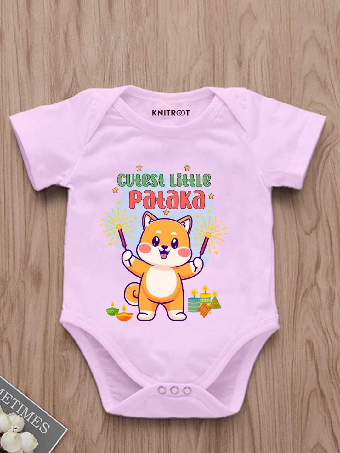 

KNITROOT Infants Graphic Printed Cotton Bodysuit, Pink