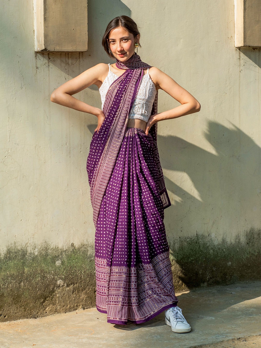 

Libas Printed Pure Georgette Saree, Purple