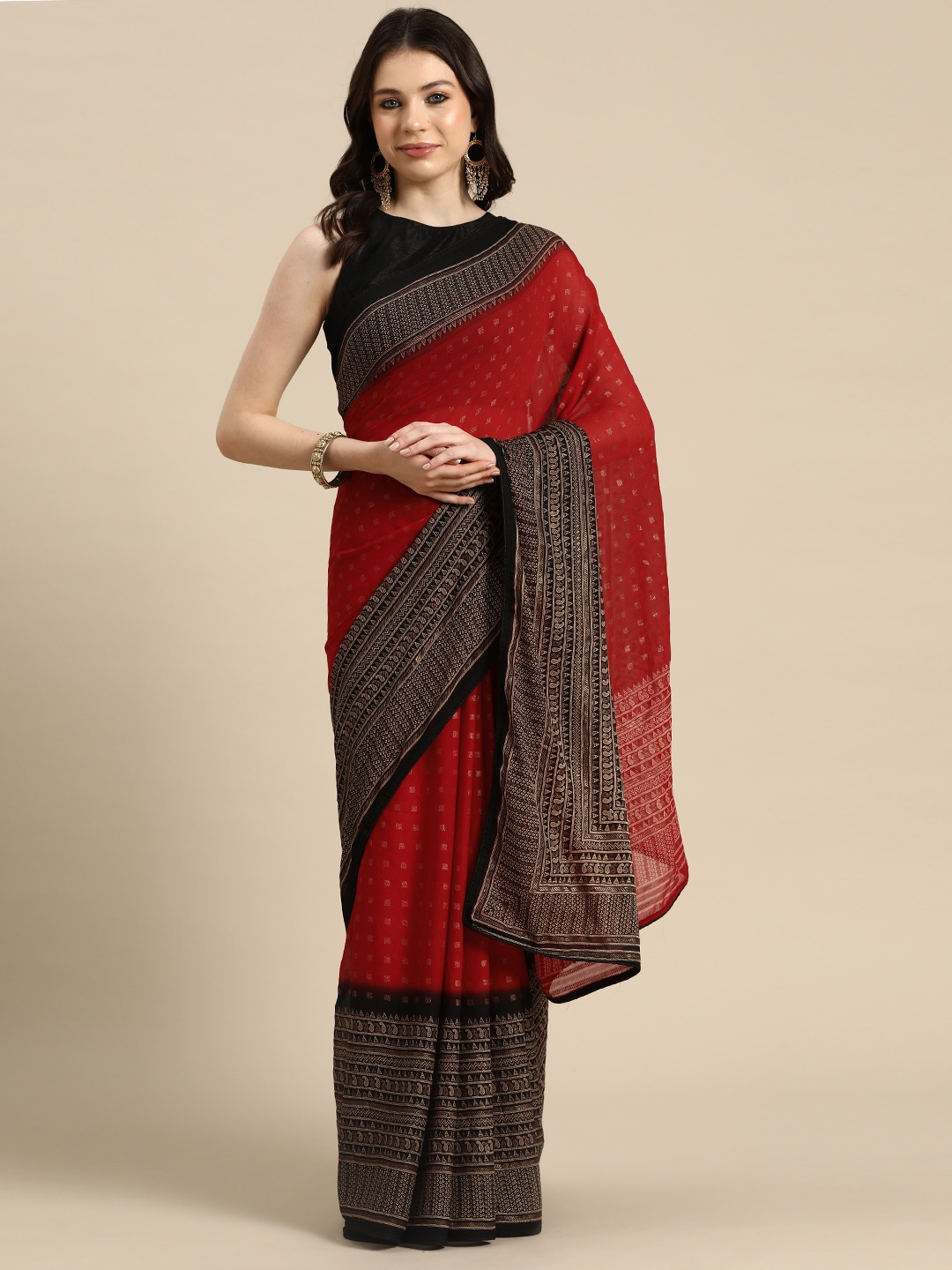 

Libas Printed Pure Georgette Saree, Red