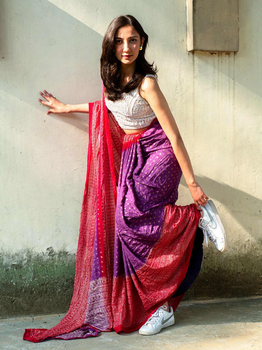 

Libas Zari Pure Georgette Saree, Purple