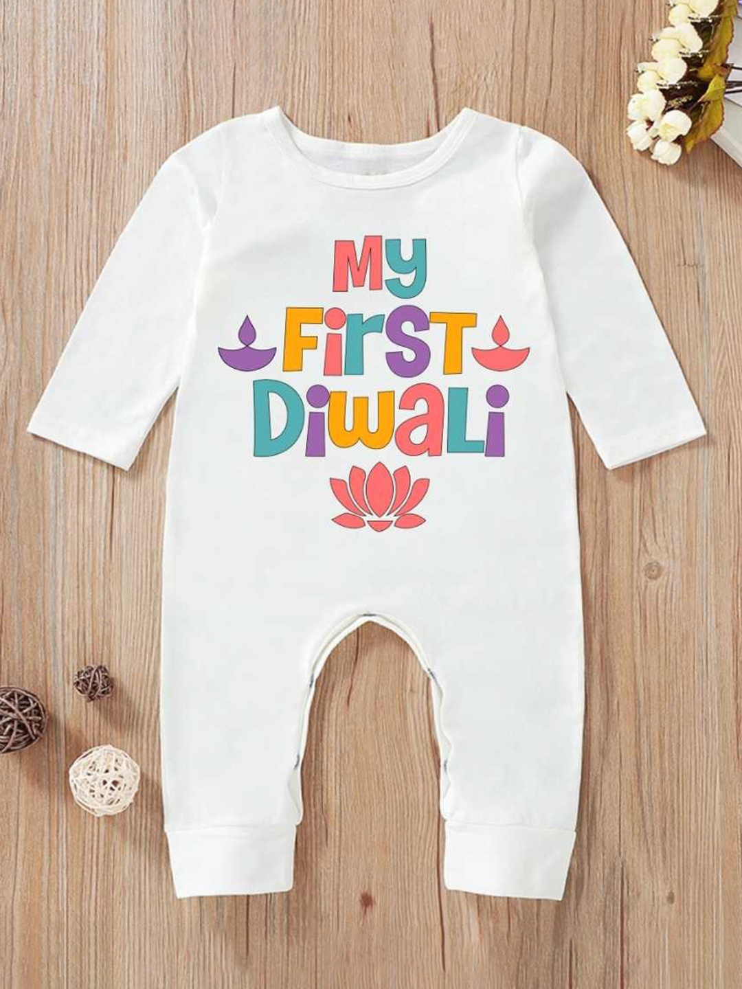 

KNITROOT Kids Printed Cotton Romper, White