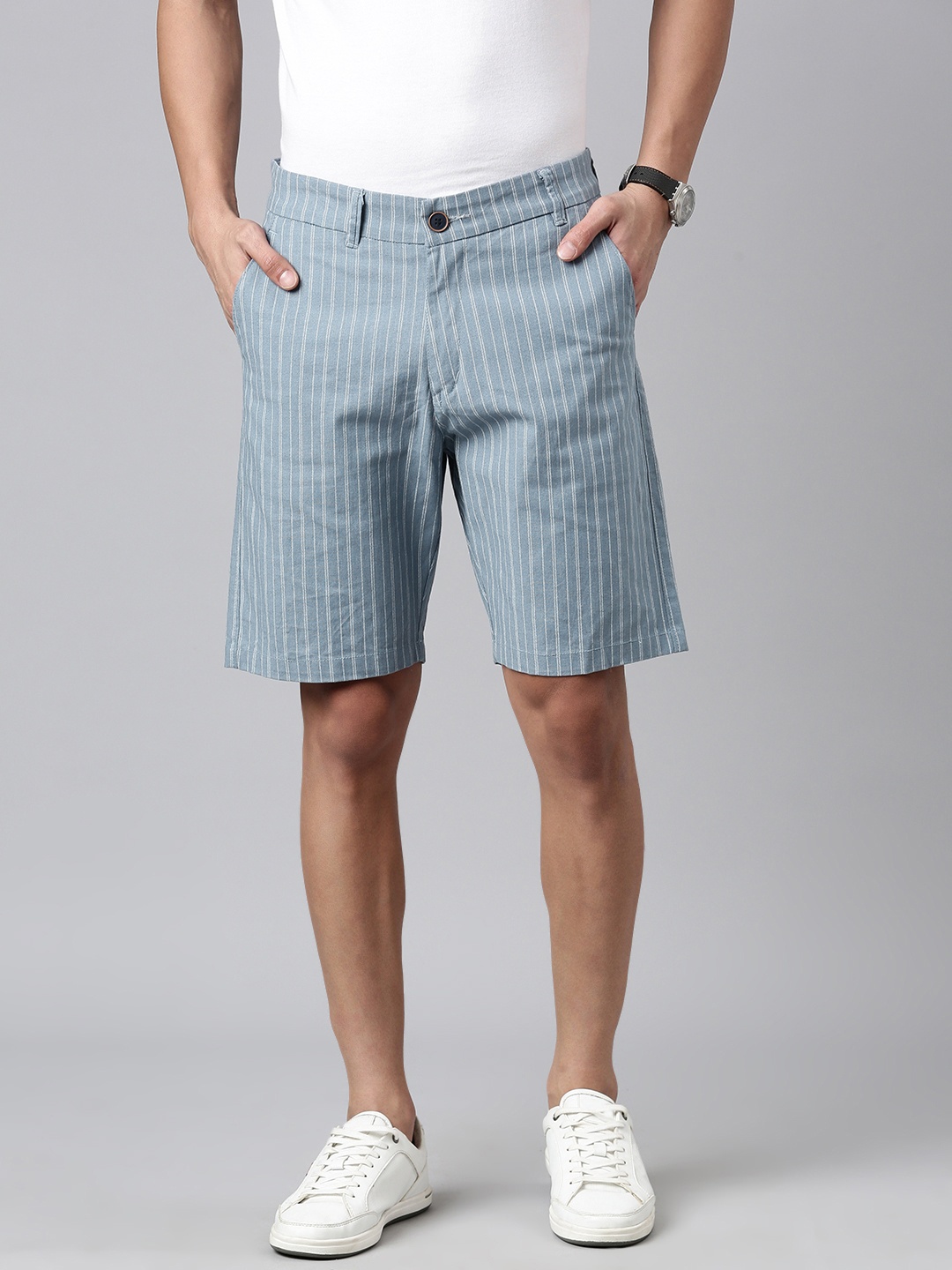 Majestic Man Men Striped Slim Fit Outdoor Shorts, Blue