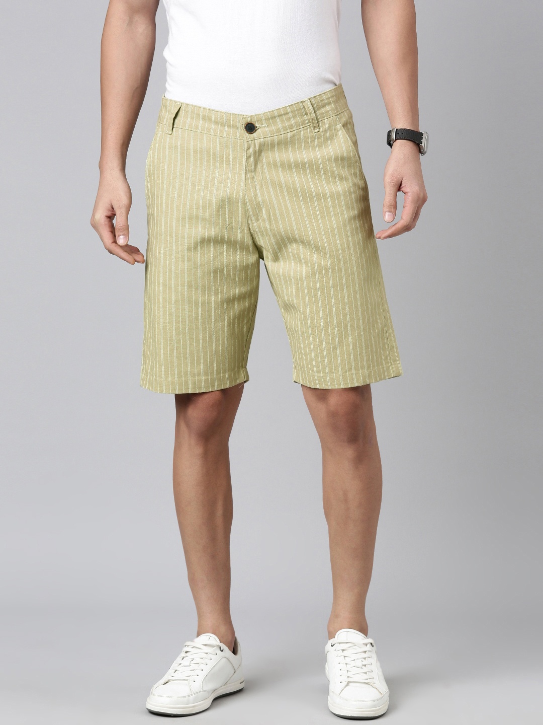 

Majestic Man Men Striped Slim Fit Outdoor Shorts, Lime green