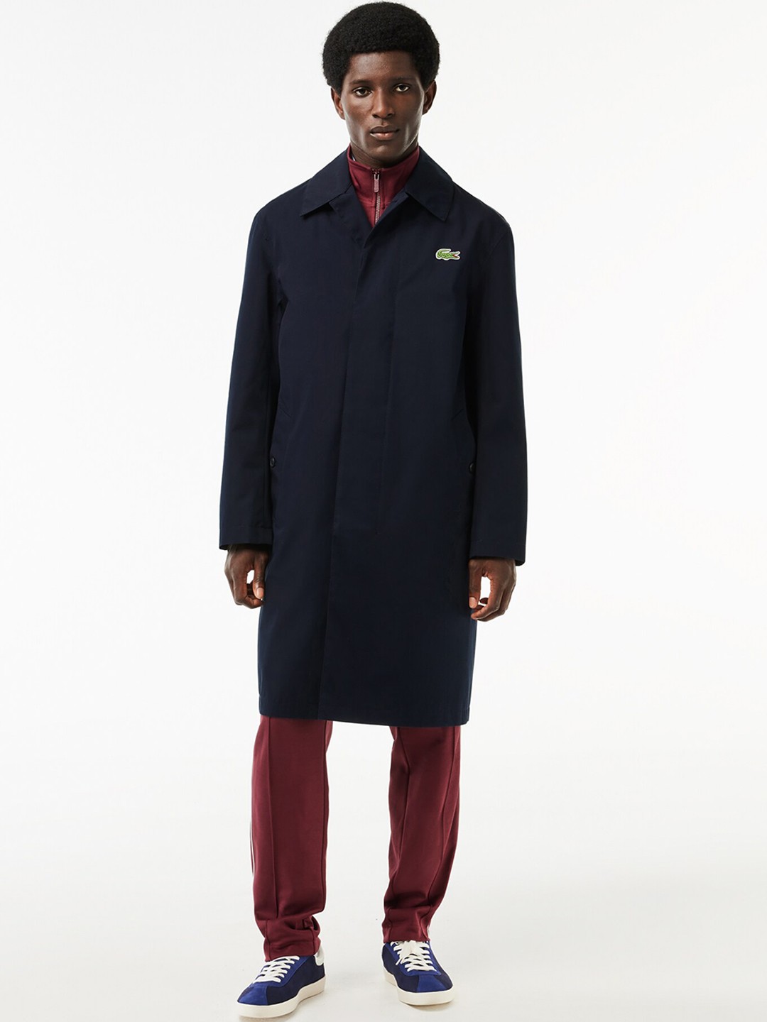 

Lacoste Spread Collar Trench Coat, Navy blue