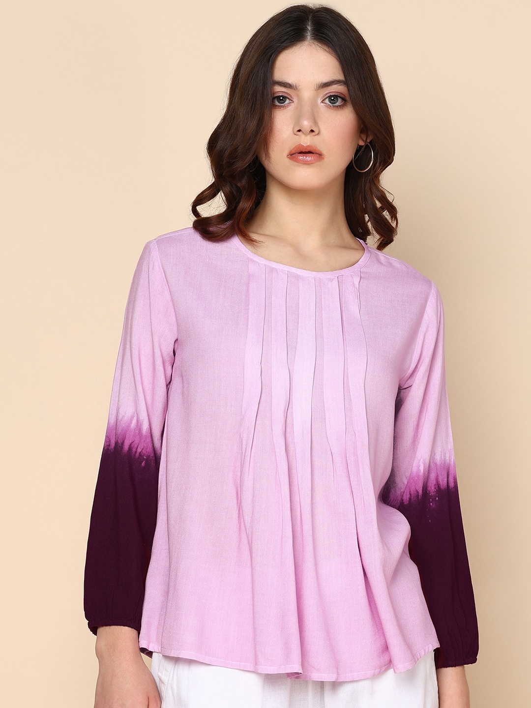 

Maaesa Ombre Dyed Crepe Top, Pink