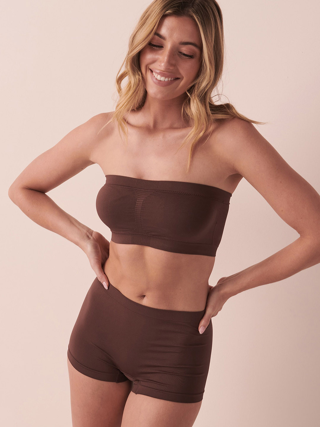 

La Vie en Rose Ribbed Boy Shorts Briefs, Brown