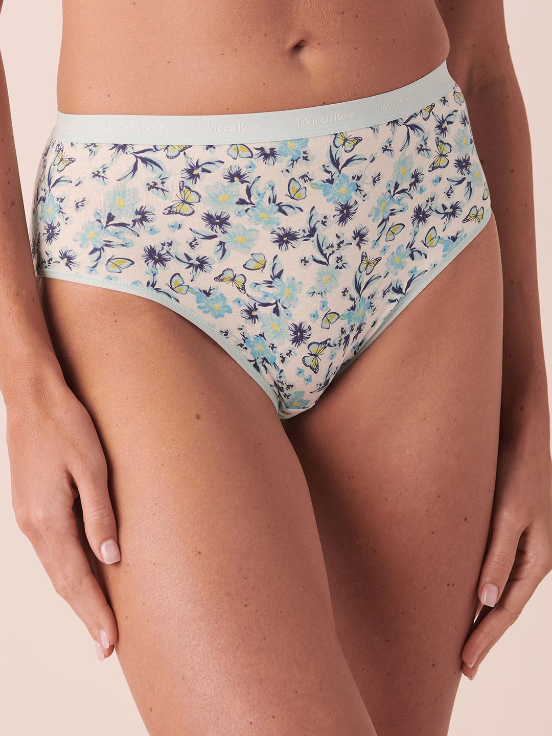 

La Vie en Rose Printed High-Rise Hipster Briefs, Blue