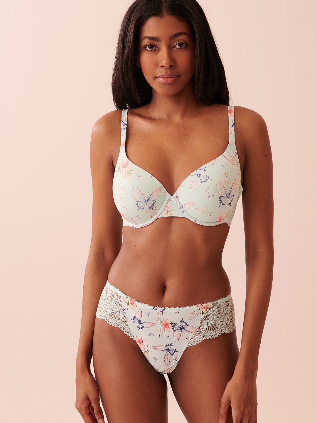 

La Vie en Rose Printed Lace Basic Briefs, Blue