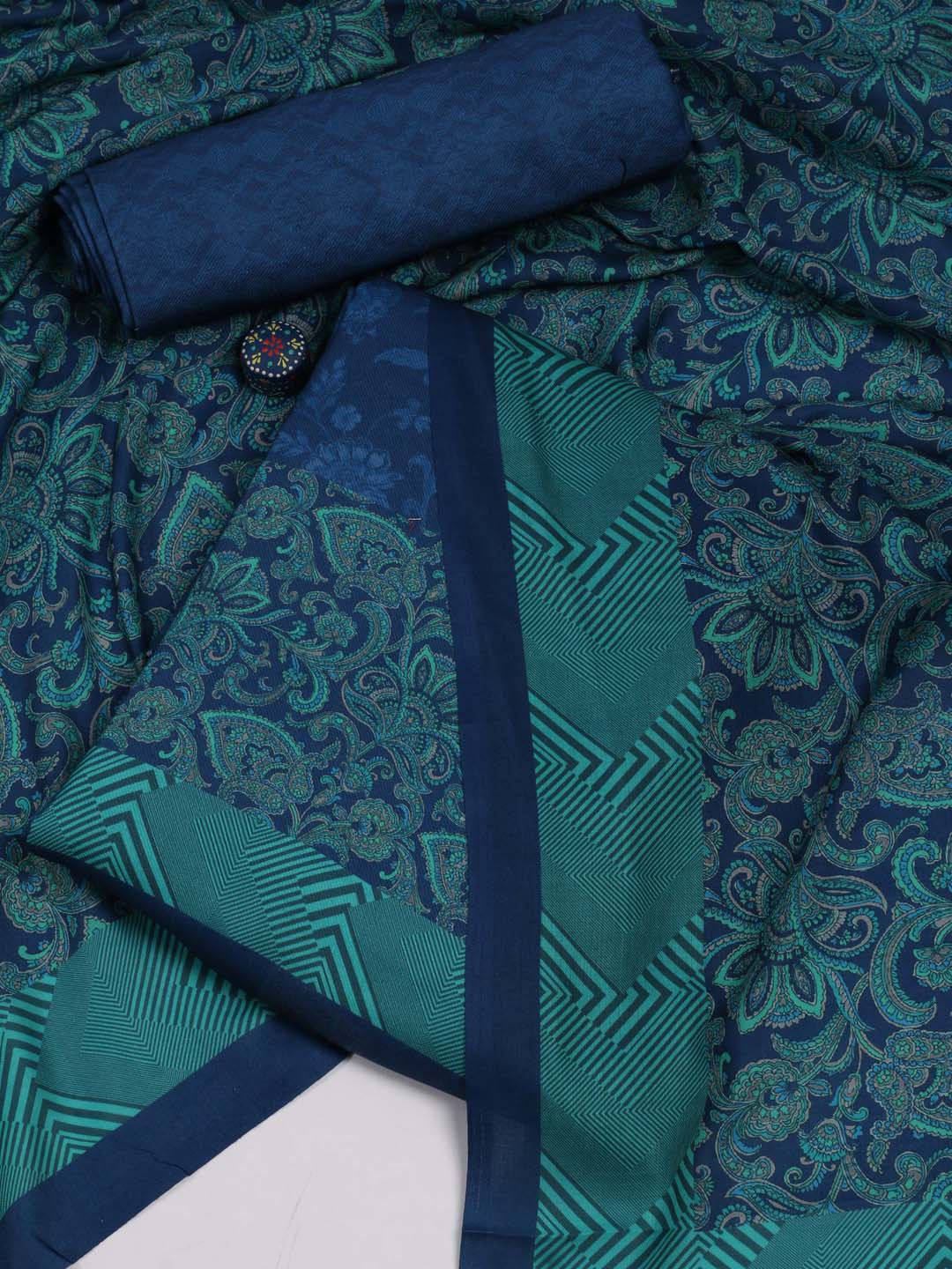 

Meena Bazaar Ethnic Motifs Printed Unstitched Dress Material, Blue