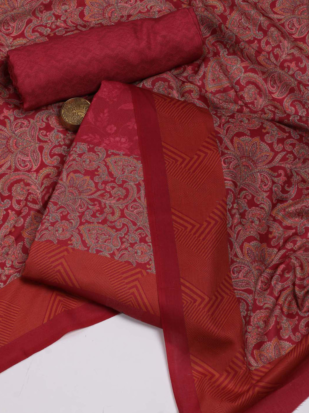 

Meena Bazaar Ethnic Motifs Printed Unstitched Dress Material, Maroon