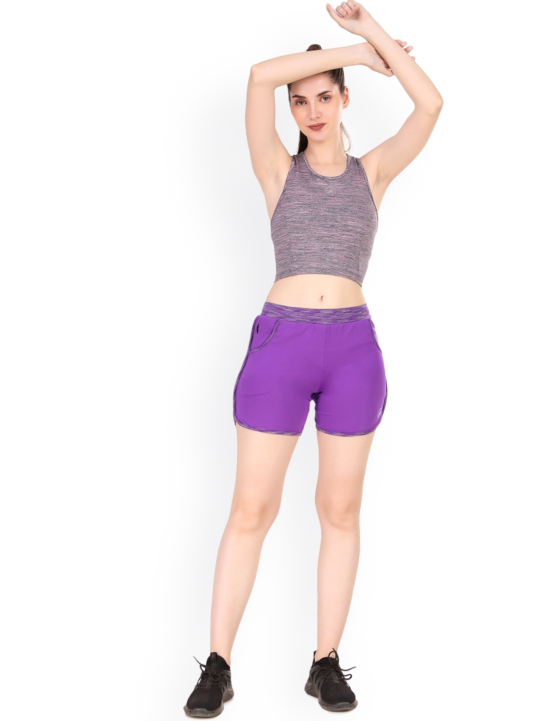 

REDESIGN Women Mid Rise Rapid Dry Sports Shorts, Purple