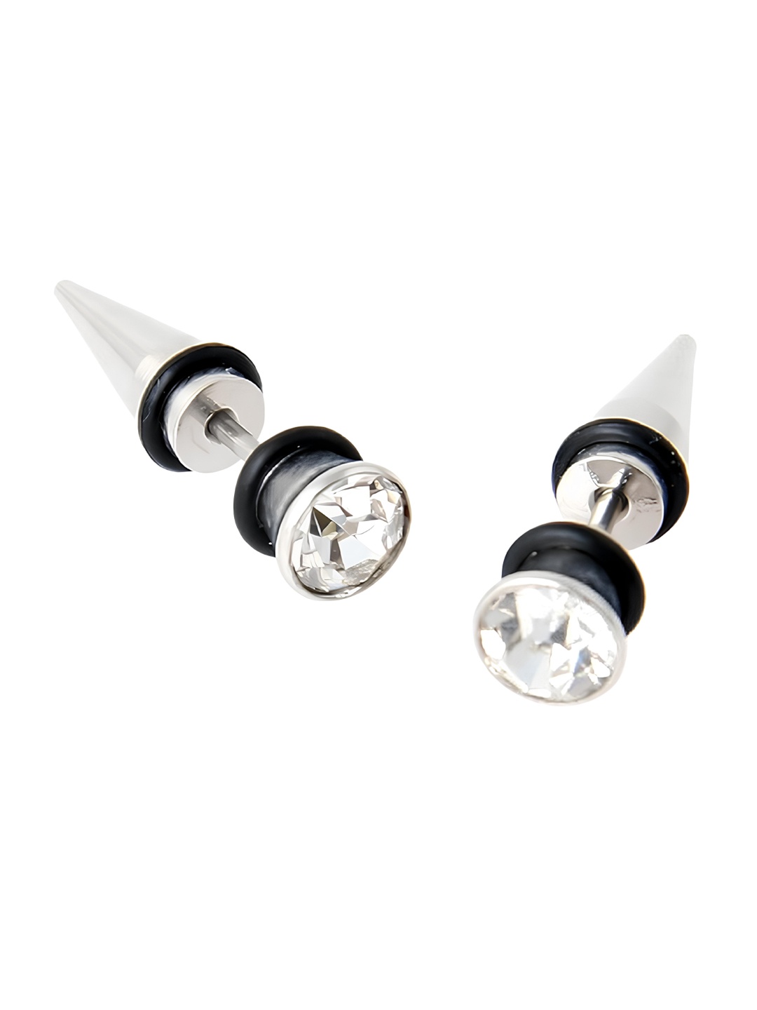 

KARISHMA KREATIONS Silver-Plated Cubic Zirconia Contemporary Stud Earrings