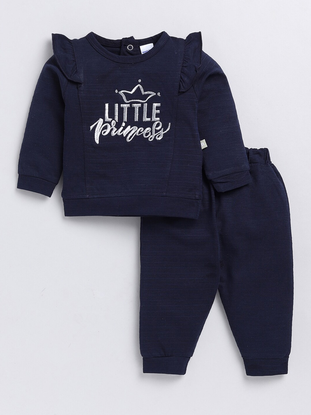 

Moms Love Girls Typography Printed Top with Trousers, Navy blue