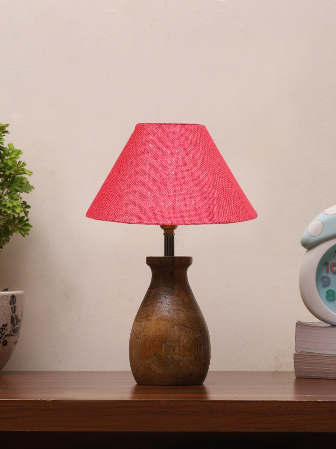 

Devansh Pink Jute Table Lamp With Wood Base