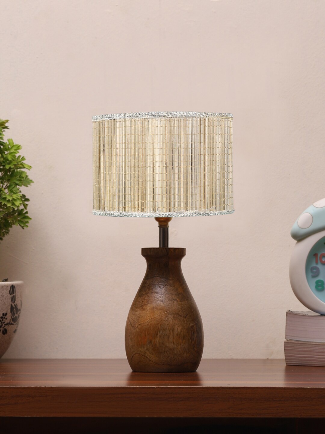 

Devansh Beige & Brown Bamboo Table Lamp with Wooden Base