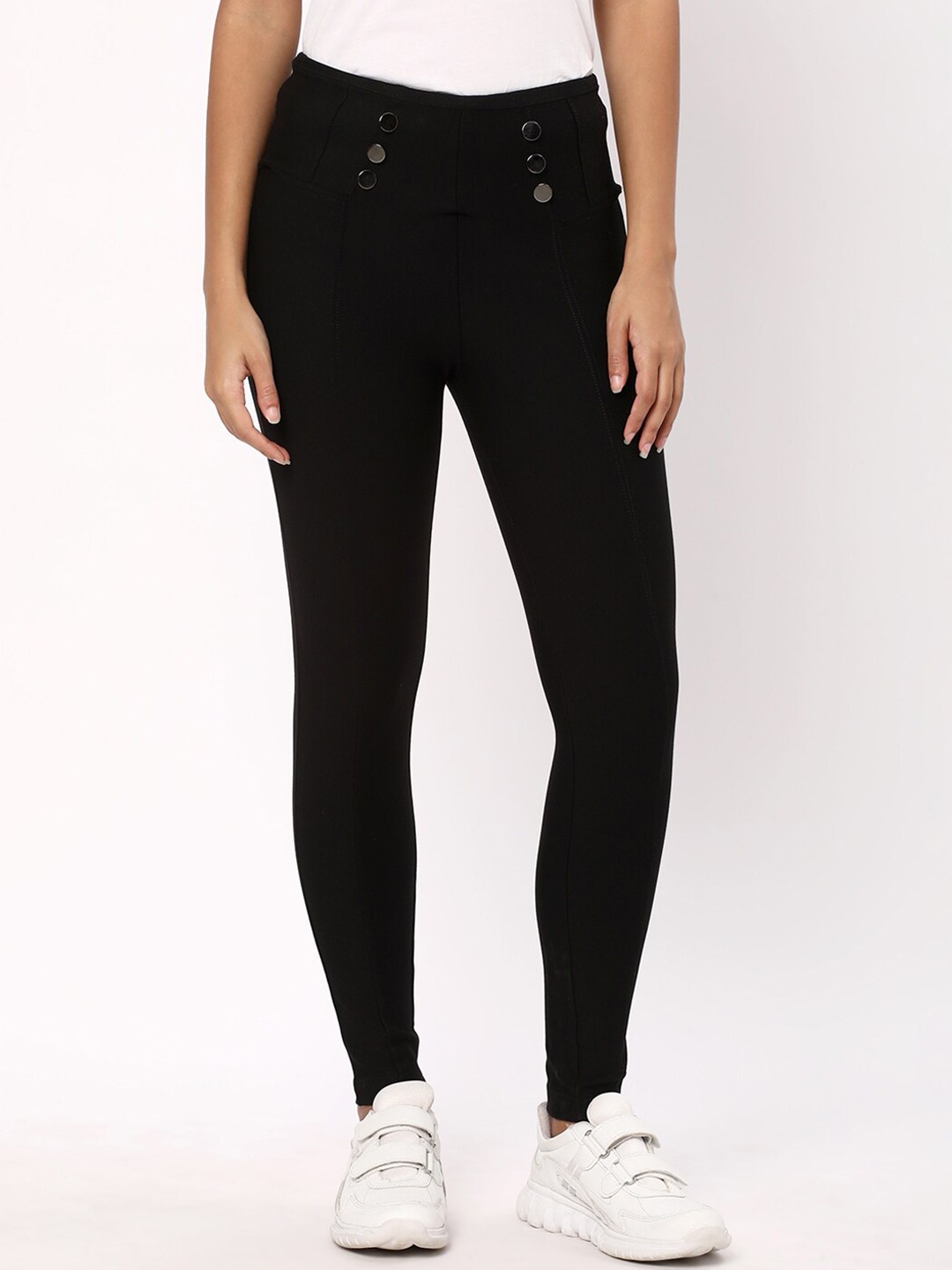 

R&B Women Slim-Fit Cotton Track Pants, Black