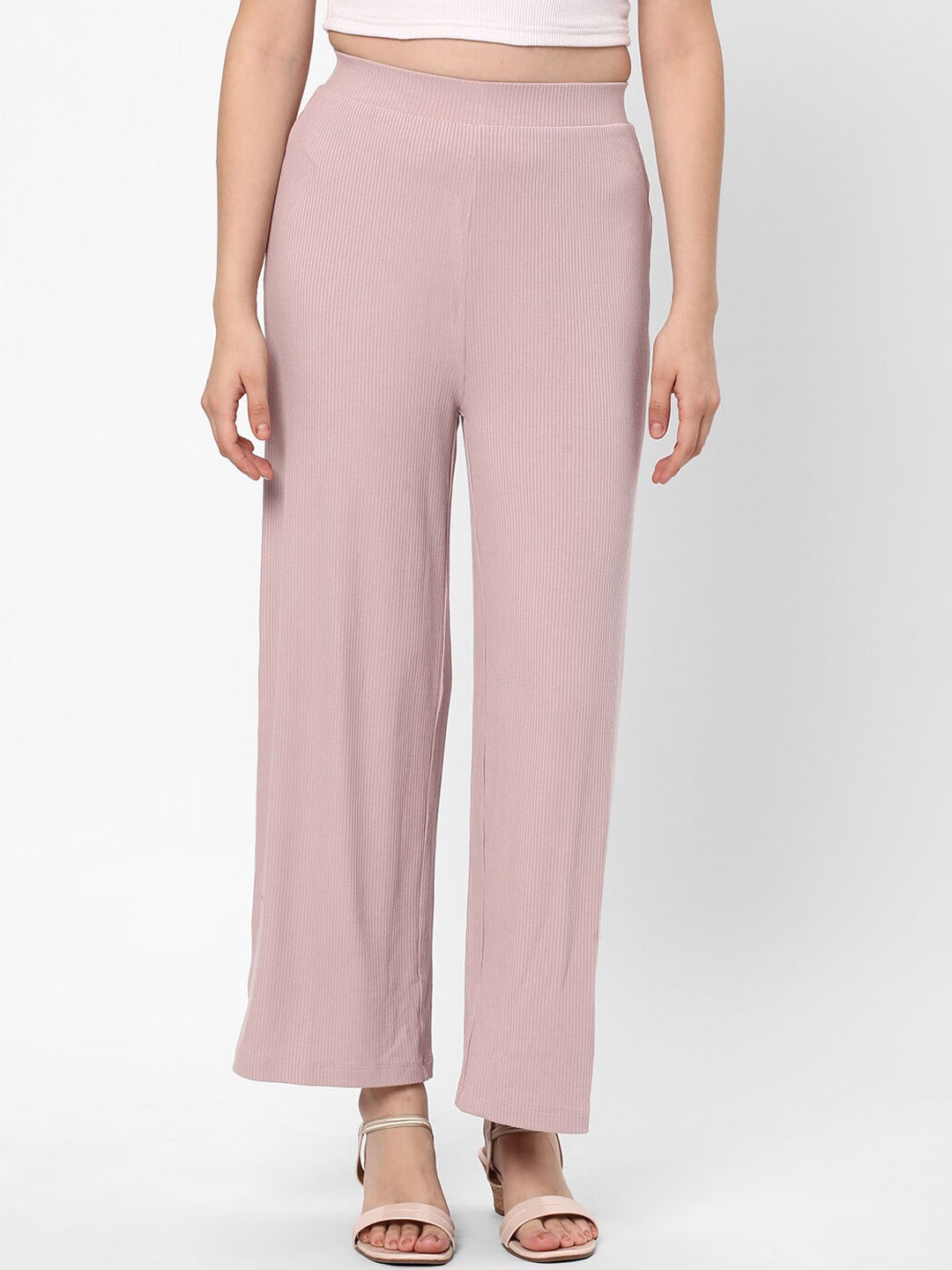 

R&B Women High-Rise Straight Fit Trousers, Pink