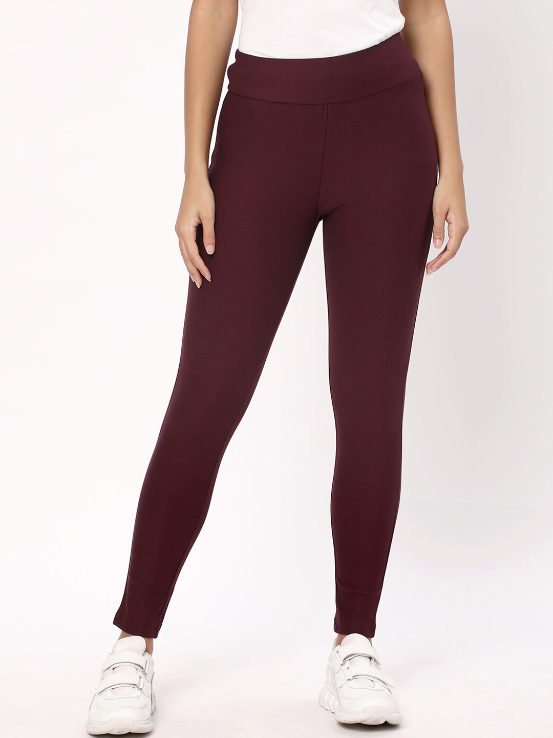 

R&B Women Mid Rise Slim-Fit Tights, Maroon