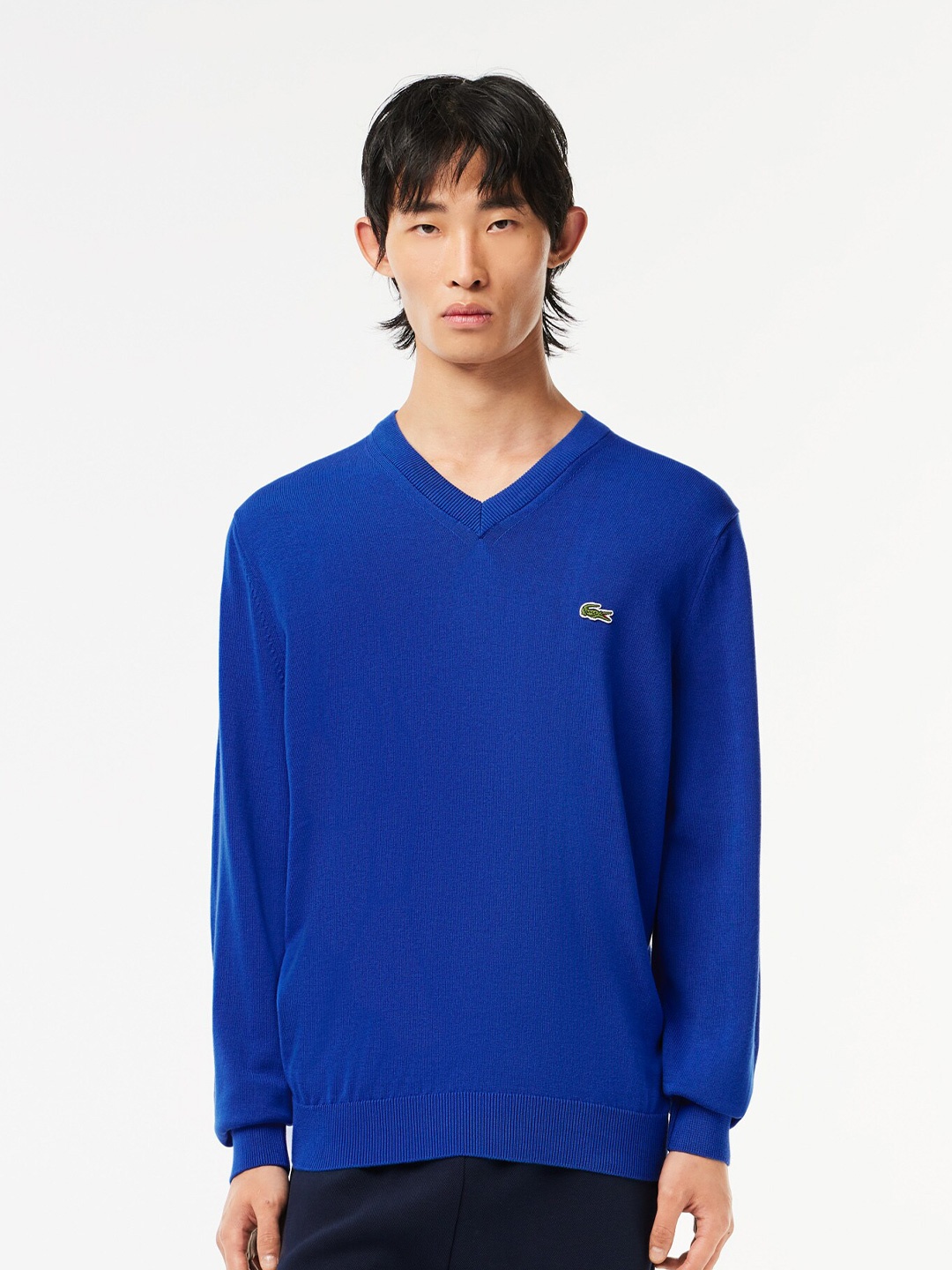 

Lacoste V-Neck Cotton Pullover Sweater, Blue