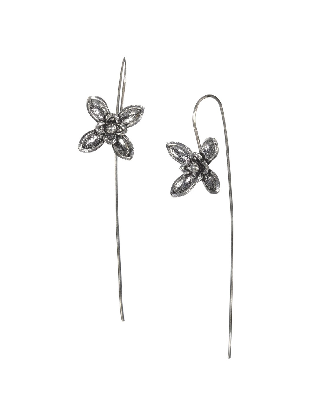 

Silverwala Silver-Plated Contemporary Drop Earrings