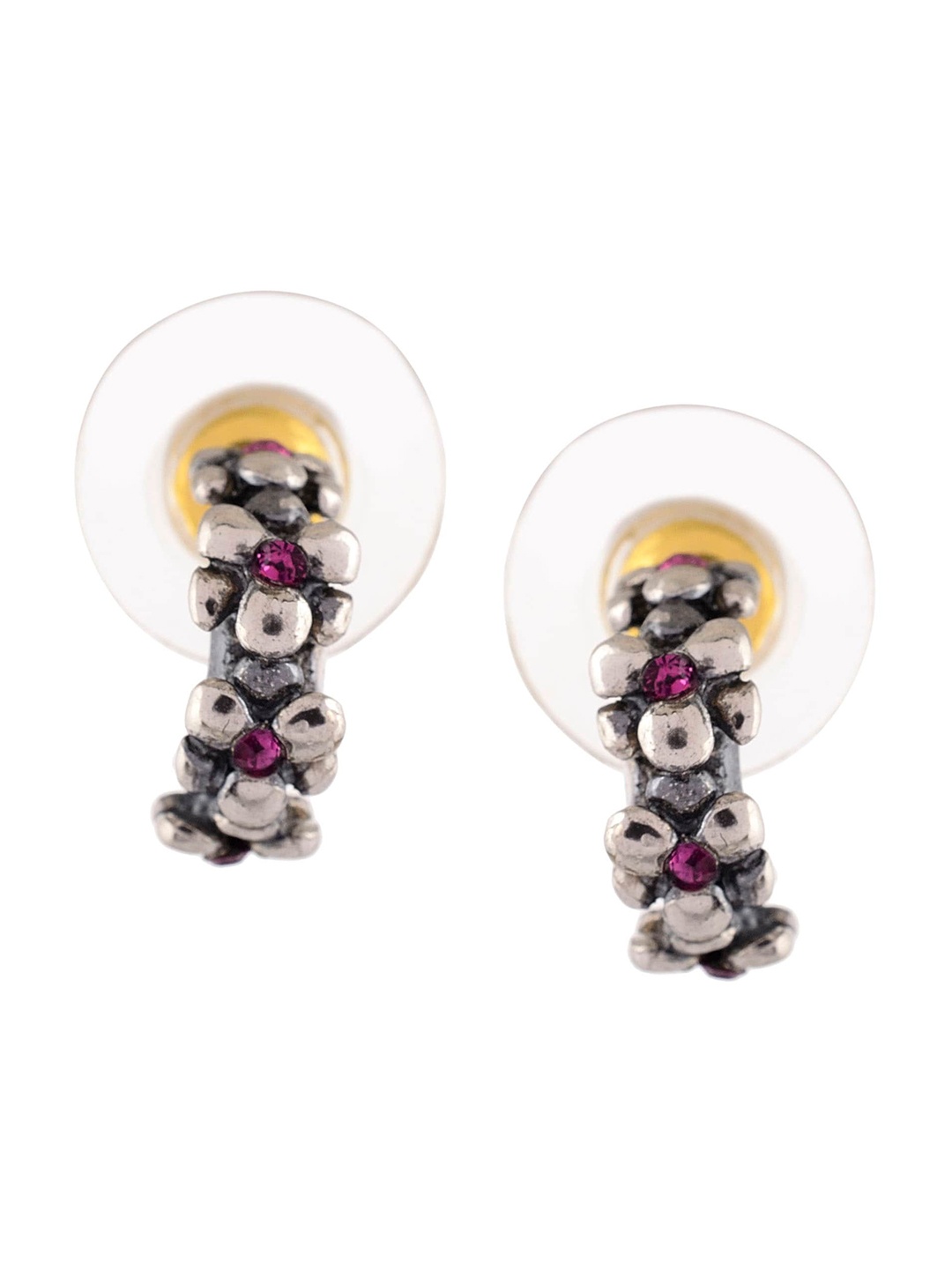 

Silverwala 925 Silver Silver-Plated Contemporary Half Hoop Earrings
