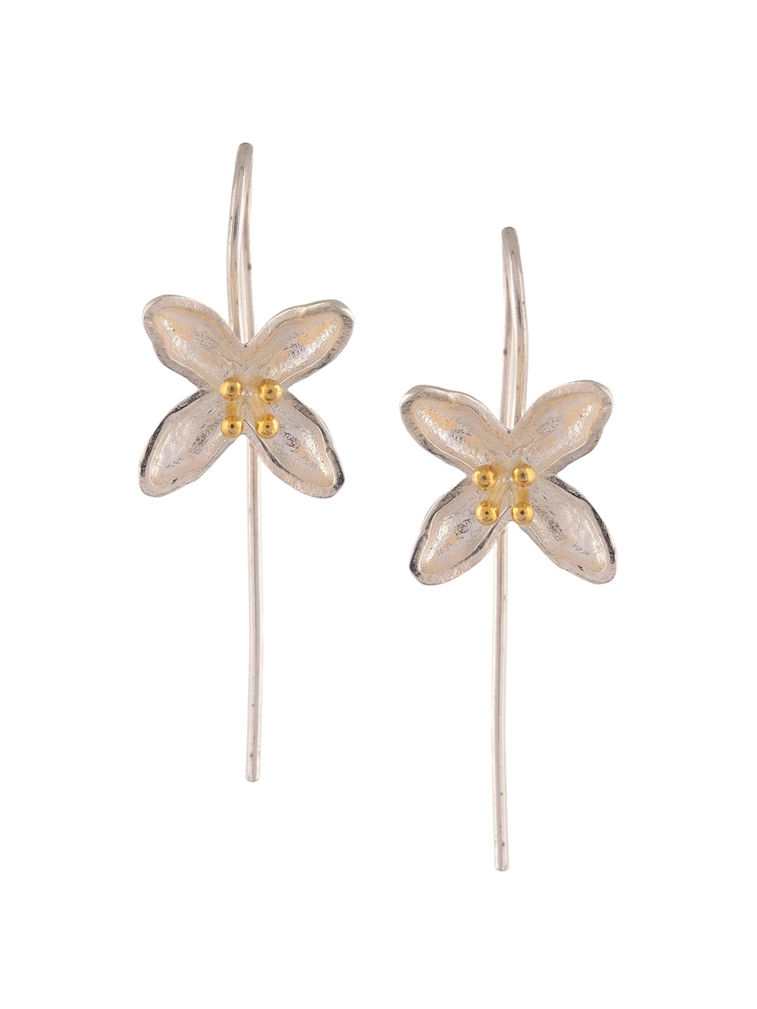 

Silverwala Silver-Plated Contemporary Drop Earrings