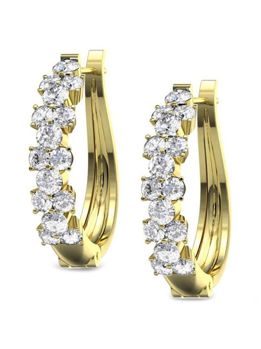 

ORIONZ Gold-Plated Cubic Zirconia Contemporary Hoop Earrings