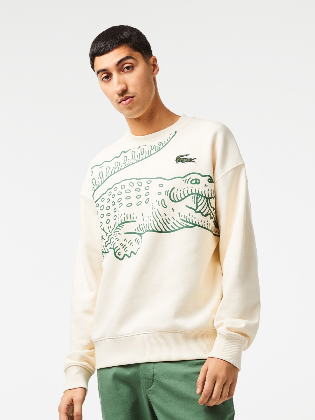 

Lacoste Graphic Printed Pure Cotton Pullover, White