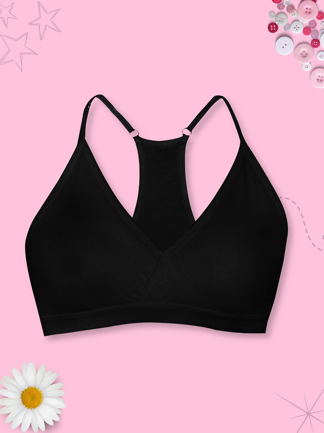

DChica All Day Comfort Bra Removable Cups Full Coverage, Black
